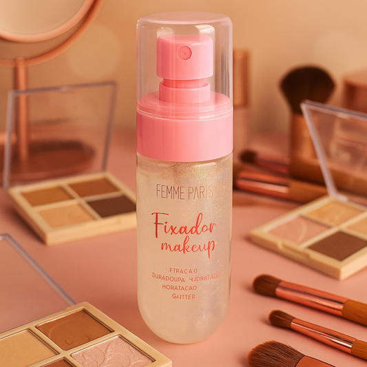 ATACADO: Bruma Fixadora com Brilho Femme Paris – FR134 Box com 12 Peças – Glow & Alta Fixação