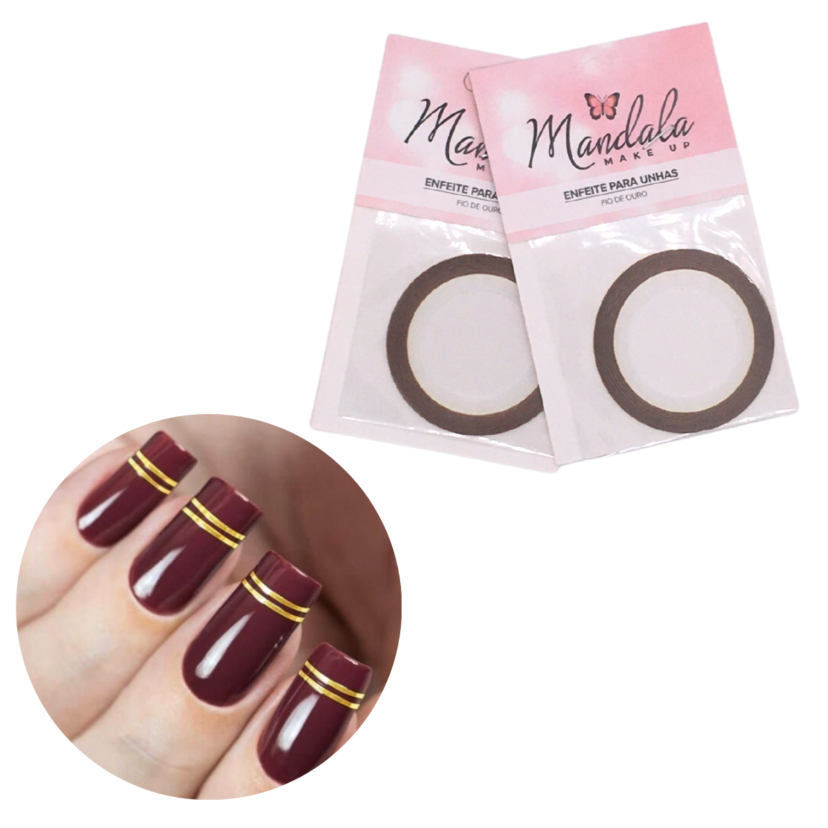 Decoração para Unhas – Fita Adesiva Dourada – DF3159 – Pacote com 12 Unidades