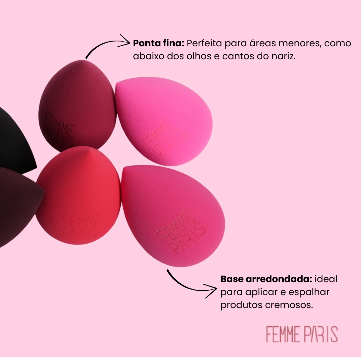 Pacote Esponja Maquiagem Gota Femme Paris | Ultra Macia Aumenta na Água FM3016