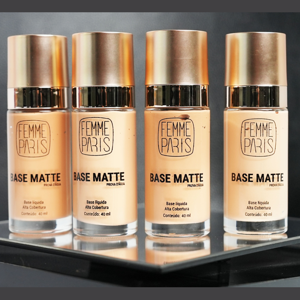 BOX: Base Líquida Matte Femme Paris Frasco de Vidro 40ml (Caixa com 12 Unidades) - FR100