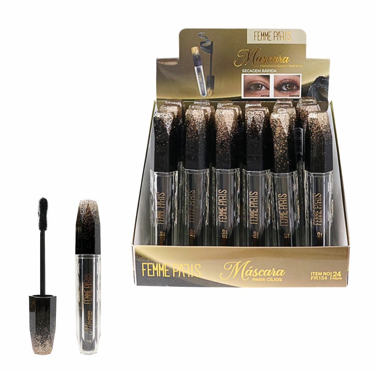 Máscara de Cílios Femme Paris – Box com 24 Unidades – FR154