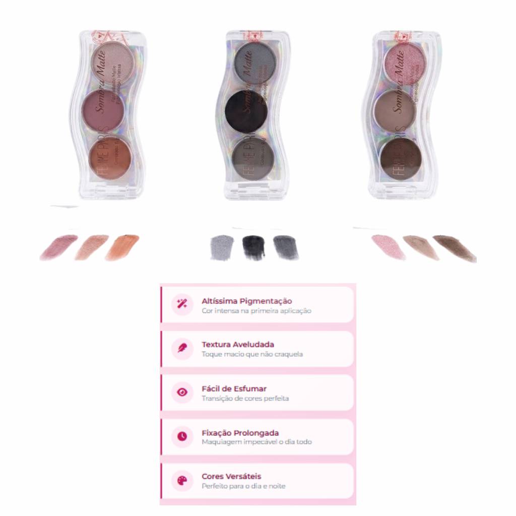 ATACADO: Sombra Matte Femme Paris – Box com 24 Peças – FR190