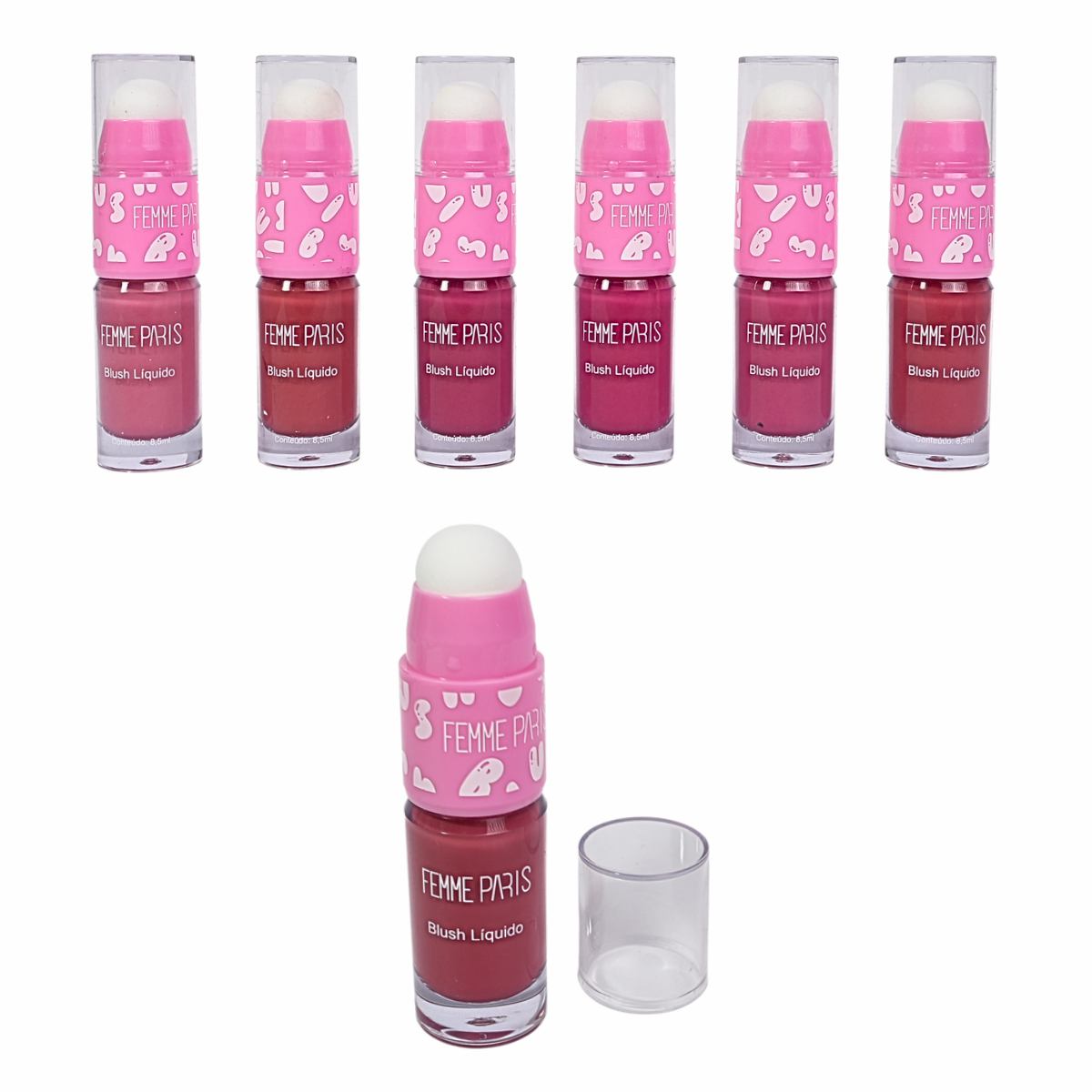 Box: Blush Líquido Femme Paris – Caixa com 24 Unidades – Cores Sortidas – FR613