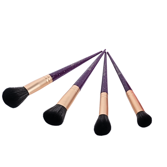 Kit de Pincéis com Esponjas – 6 Peças Roxo Glitter + 2 Esponjas - SP113