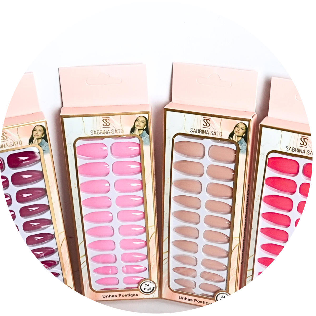 Unhas Postiças Sabrina Sato – SP1245 – Pacote com 12 Caixas (Cores Variadas com Adesivo Autocolante)