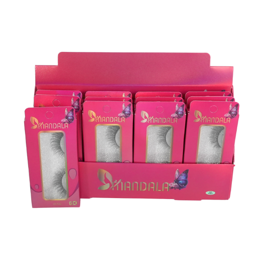 Cílios Postiços Mandala 6D – Box Expositor Holográfico Preto com 12 Caixinhas Individuais – MM2006