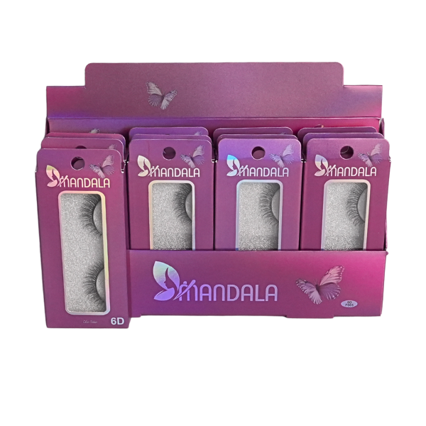Cílios Postiços Mandala 6D – Box Expositor Holográfico Preto com 12 Caixinhas Individuais – MM2004