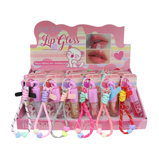 Lip Gloss com Chaveiro Femme Paris – Box com 24 Unidades – FR152