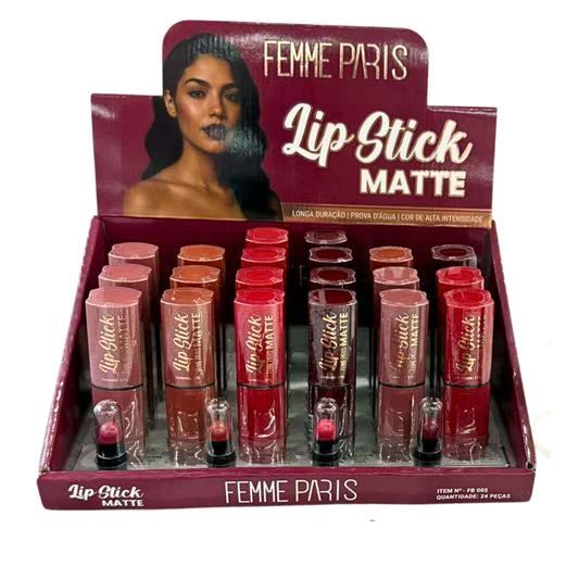 Batom Lip Stick Matte Femme Paris FB005 - Caixa com 24 Peças