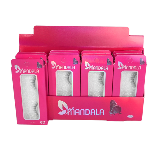 Cílios Postiços Mandala 6D - Box Expositor com 12 Caixinhas Individuais – Modelo MM2000