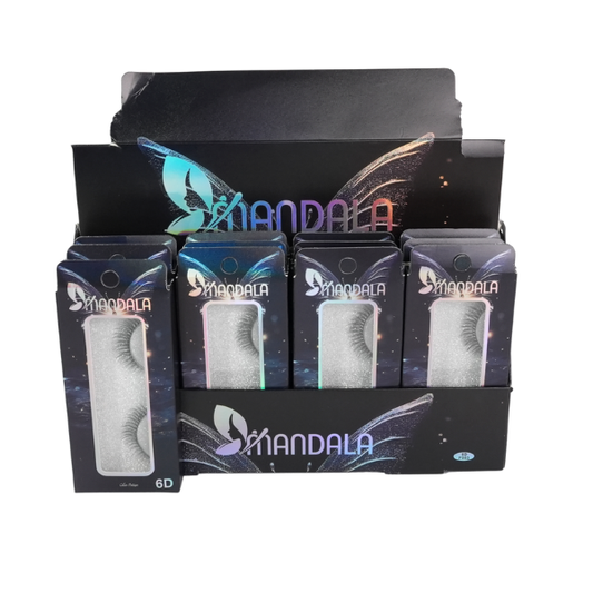 Cílios Postiços Mandala 6D – Box Expositor Holográfico Preto com 12 Caixinhas Individuais – MM2002