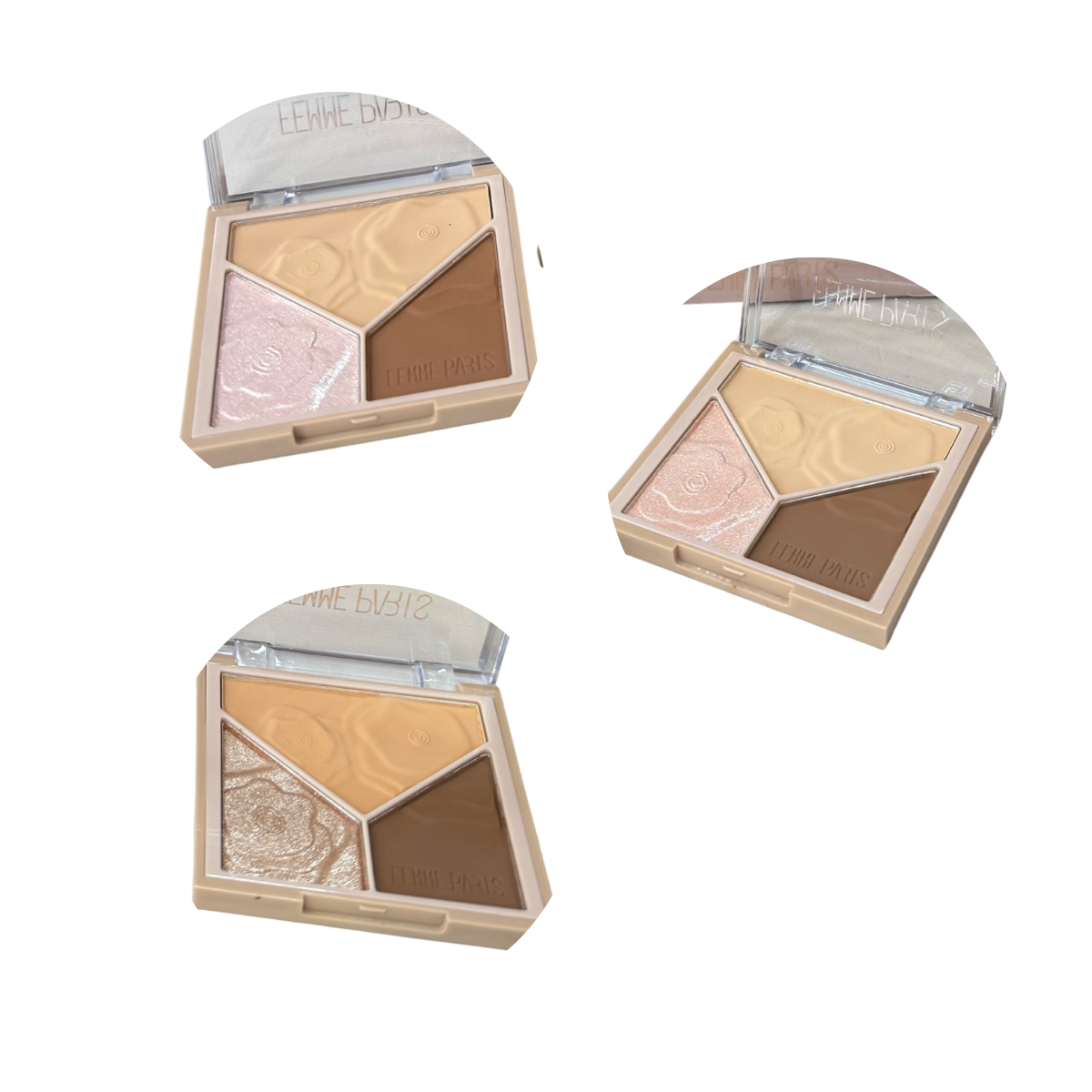 ATACADO: Paleta Blush e Iluminador Femme Paris – FR615 – Box com 24 Peças – 3 Tonalidades