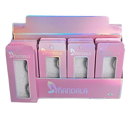 Cílios Postiços Mandala 6D - Box Expositor com 12 Caixinhas Individuais – Modelo MM2001