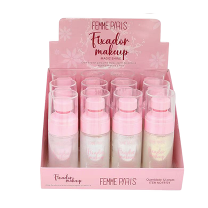ATACADO: Bruma Fixadora com Brilho Femme Paris – FR134 Box com 12 Peças – Glow & Alta Fixação