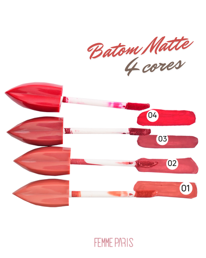 CAIXA MASTER 24 Peças - Batom Líquido Matte Femme Paris – Box com 24 Unidades FR603CM