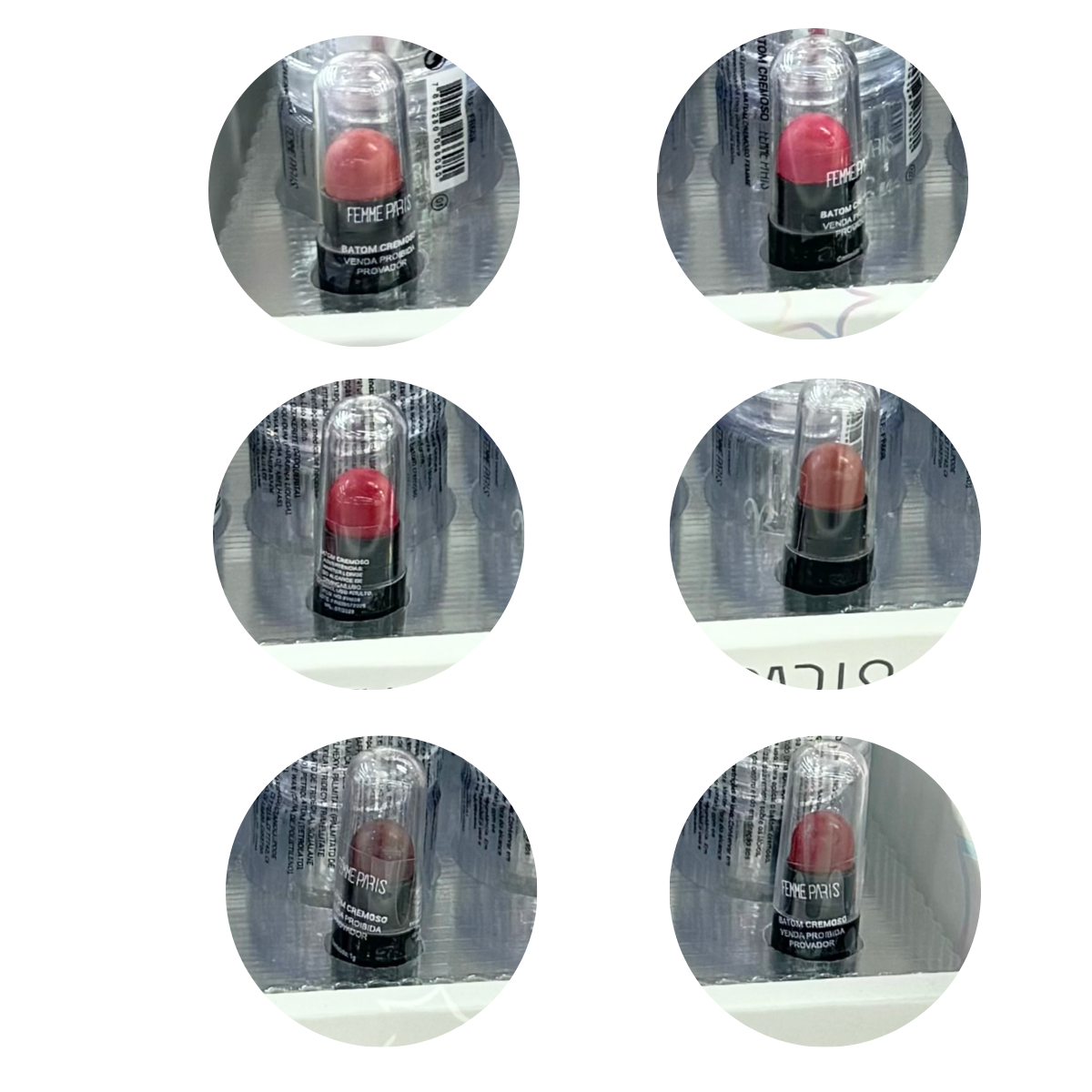 ATACADO: Batom Cremoso Femme Paris – Box com 24 Peças – 6 Tonalidades – FR608