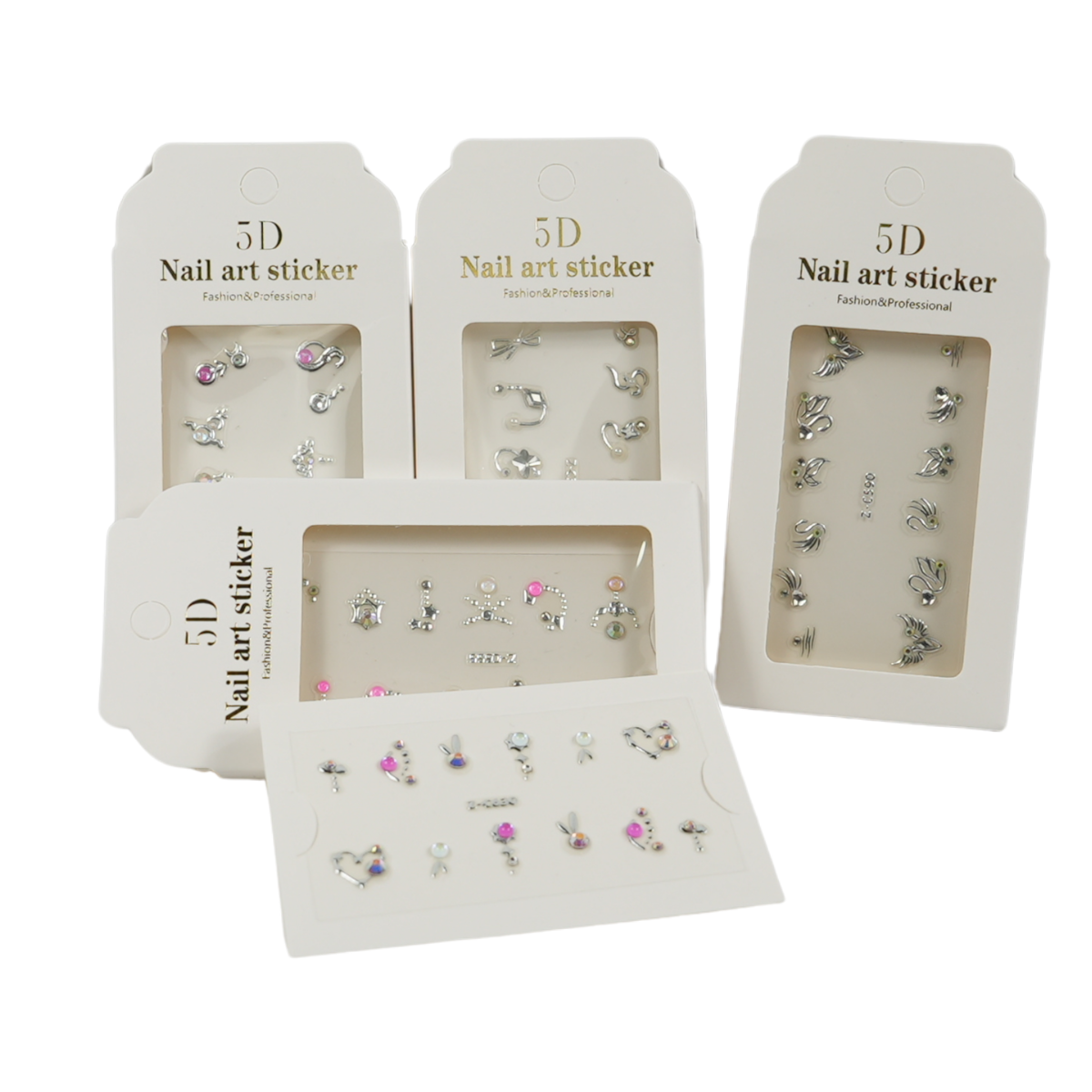 Decoração para Unhas 5D DF4100  – Cartela com Pedrarias e Apliques – Pacote com 12 Unidades