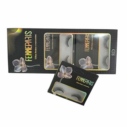 Cílios Postiços 8D Femme Paris – Caixa com 10 Pares (Modelo Black Glam) FM1002