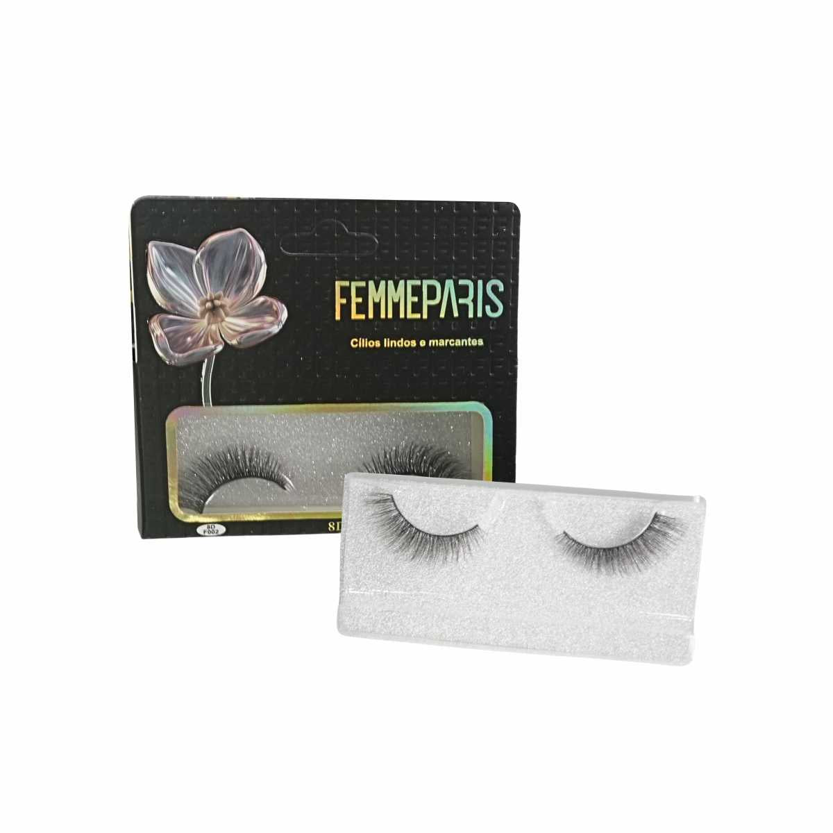 Cílios Postiços 8D Femme Paris – Caixa com 10 Pares (Modelo Black Glam) FM1002