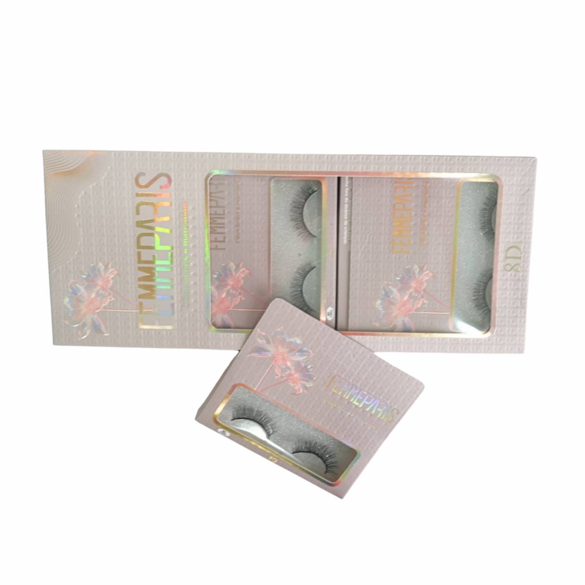 Cílios Postiços 8D Femme Paris – Caixa com 10 Pares (Modelo Natural Elegance) FM1003