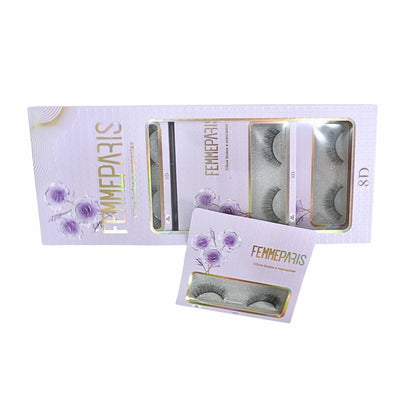 Cílios Postiços 8D Femme Paris – Caixa com 10 Pares (Modelo Lavanda Charm) FM1005