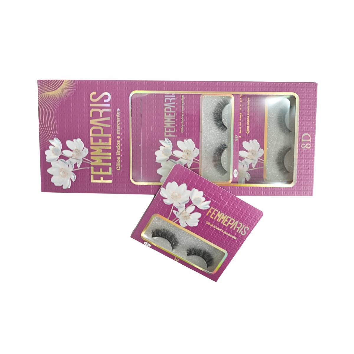 Cílios Postiços 8D Femme Paris – Caixa com 10 Pares (Modelo Magnolia Touch) FM1008