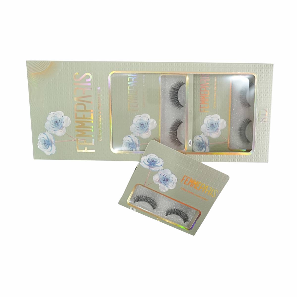 Cílios Postiços 8D Femme Paris – Caixa com 10 Pares (Modelo Green Rose Elegance) FM1009