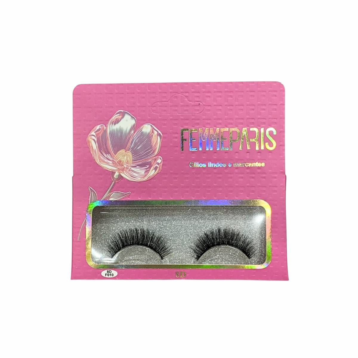 Cílios Postiços 8D Femme Paris – Caixa com 10 Pares (Modelo Pink Magnólia Shine) FM1010