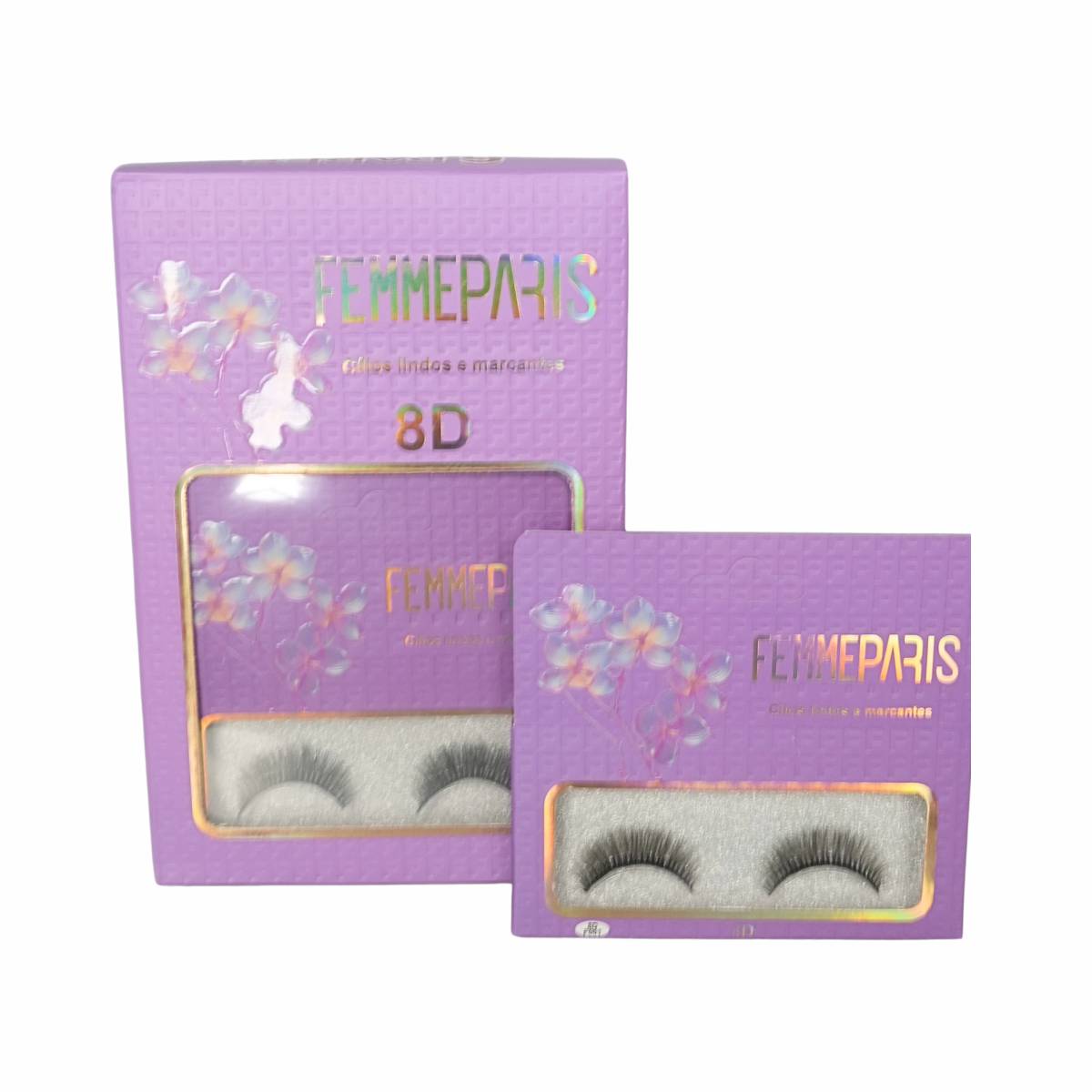 Cílios Postiços 8D Femme Paris – Embalagem com 6 Pares – Orchid Glow Elegance FM1011