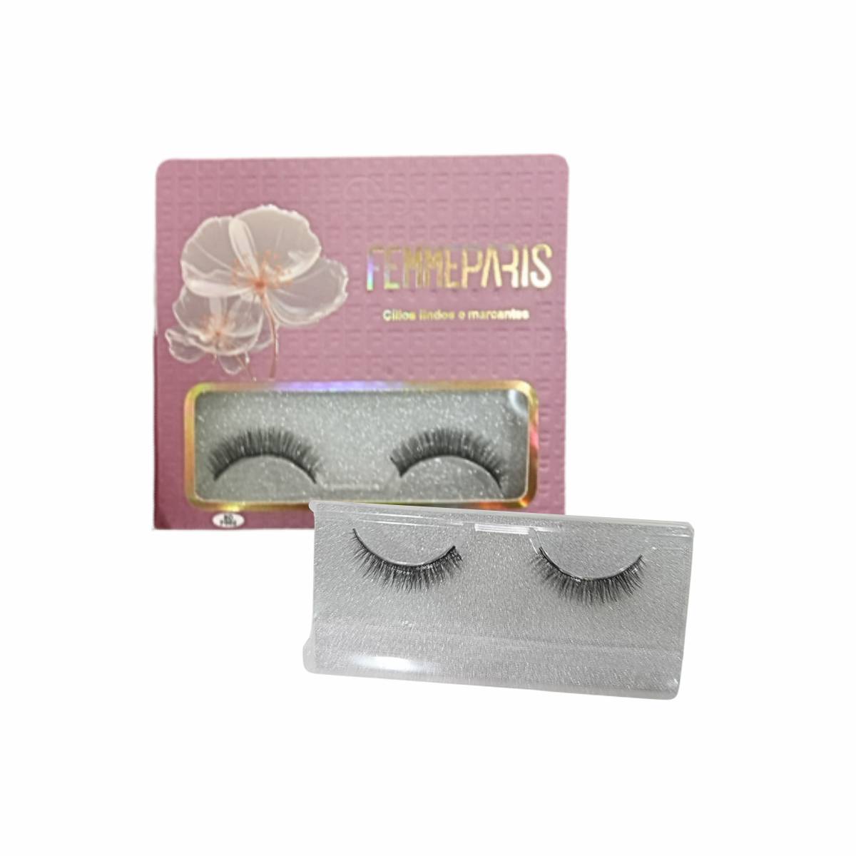 Cílios Postiços 8D Femme Paris – Modelo Nude Peony Grace – Caixa com 6 Pares FM1012