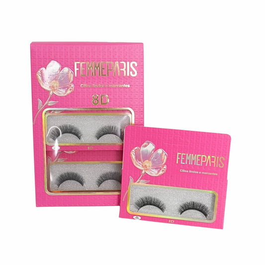 Cílios Postiços 8D Femme Paris – Caixa com 6 Pares - FM1013