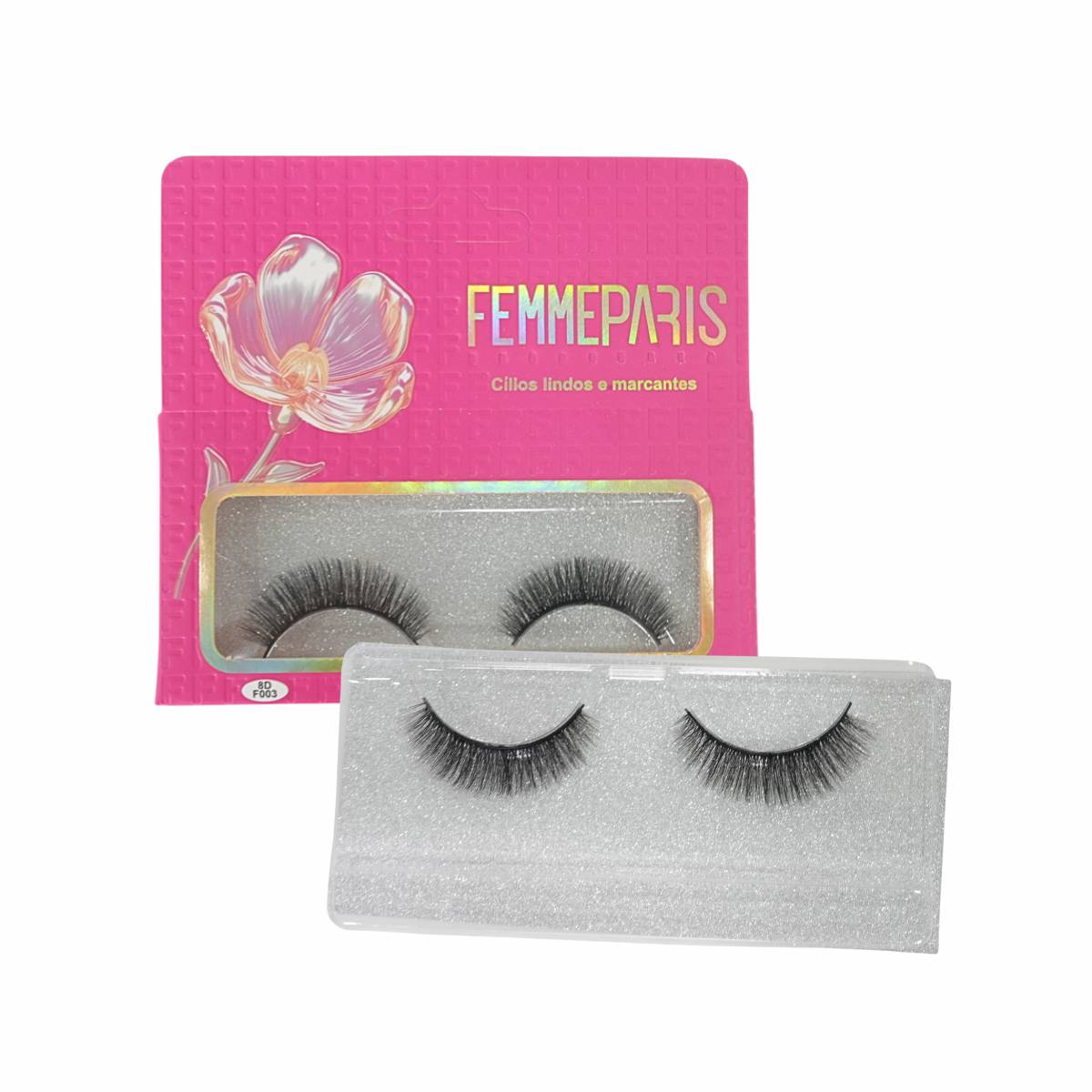 Cílios Postiços 8D Femme Paris – Caixa com 6 Pares - FM1013