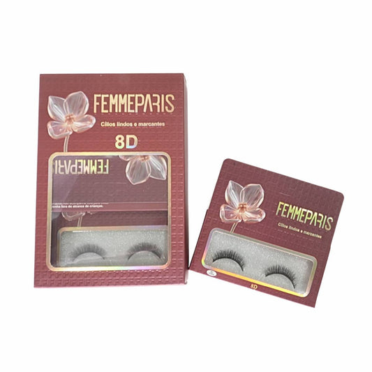Cílios Postiços 8D Femme Paris – Caixa com 6 Pares Natural Glam FM1014