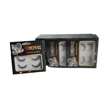 Cílios Postiços 8D Femme Paris – Caixa com 12 Unidades (2 pares por embalagem) FM1015