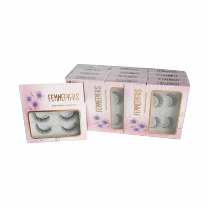 Cílios Postiços 8D Femme Paris – Caixa com 12 Embalagens (2 pares cada) Jasmin FM1018