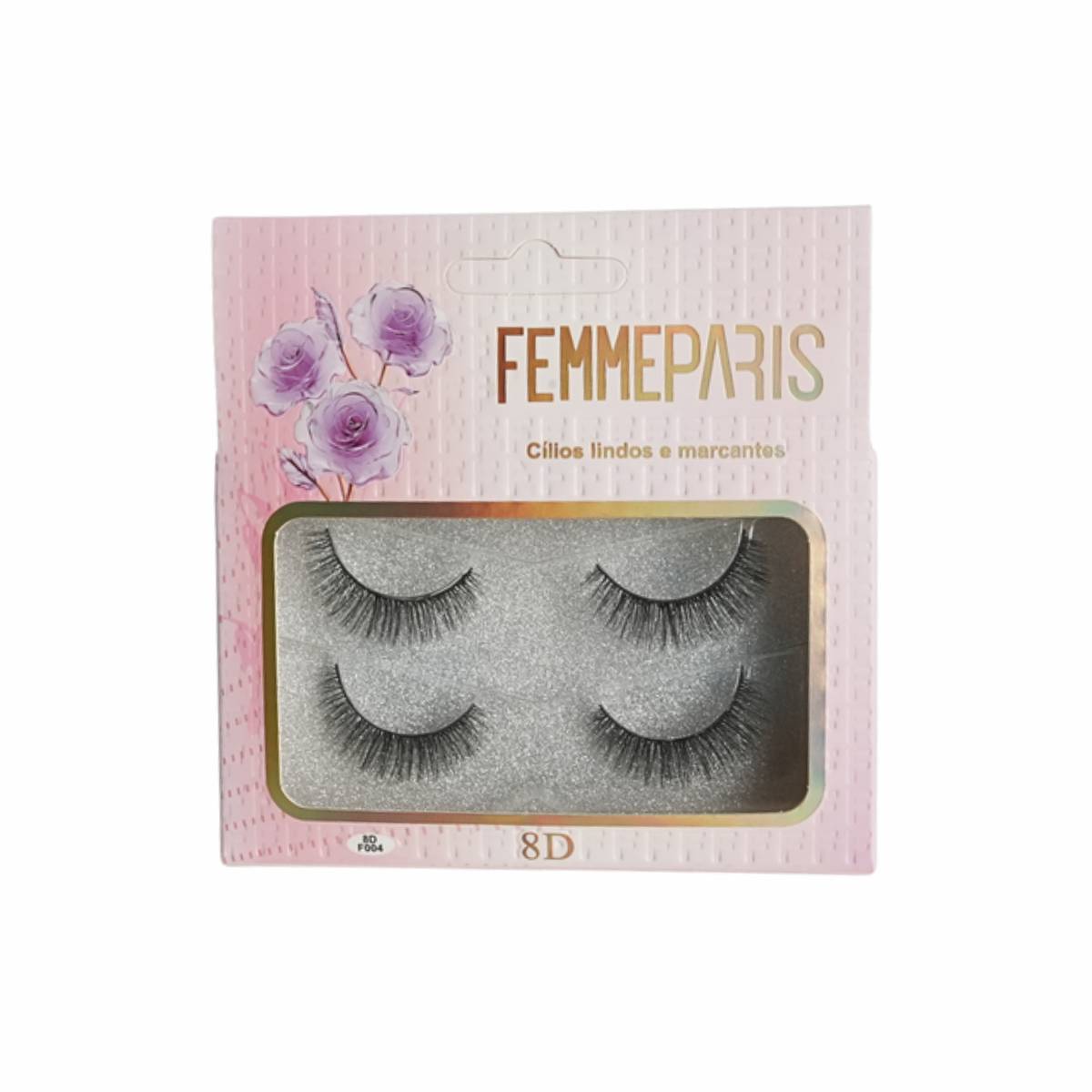 Cílios Postiços 8D Femme Paris – Caixa com 12 Embalagens (2 pares cada) Jasmin FM1018
