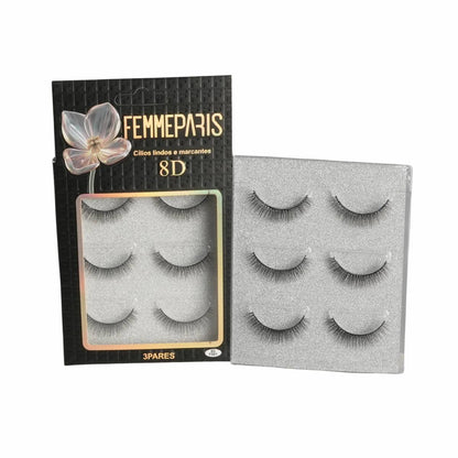Cílios Postiços 8D Femme Paris - Caixa com 12 Embalagens (3 pares cada) - FM1019
