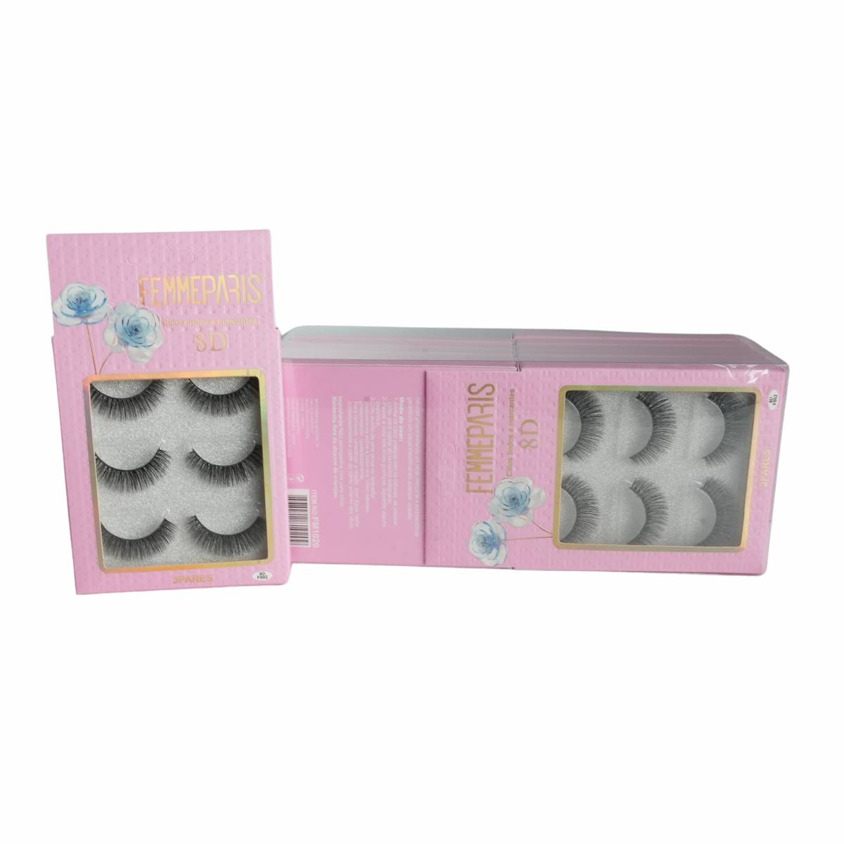 Cílios Postiços 8D Femme Paris  – Caixa com 12 Embalagens (3 pares cada) FM1020