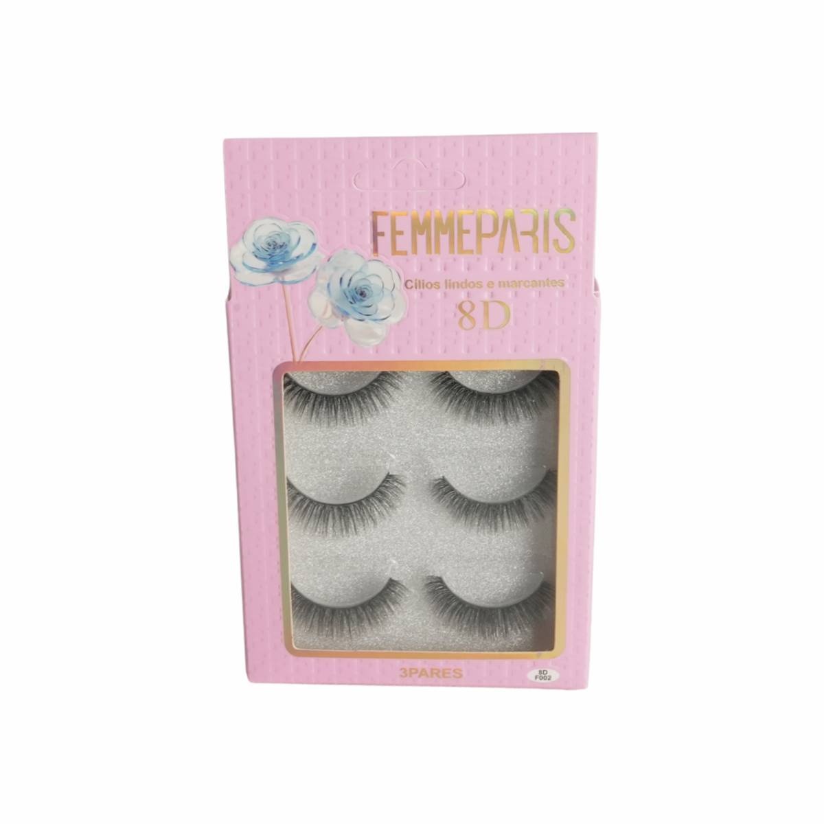 Cílios Postiços 8D Femme Paris  – Caixa com 12 Embalagens (3 pares cada) FM1020