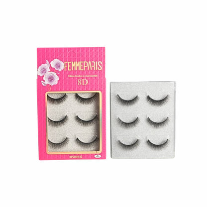 Cílios Postiços 8D Femme Paris –  Caixa com 12 Embalagens (3 pares cada) FM1021