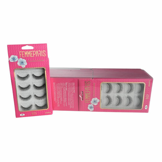 Cílios Postiços Femme Paris 8D - (12 Caixas com 5 Pares Cada) FM1024