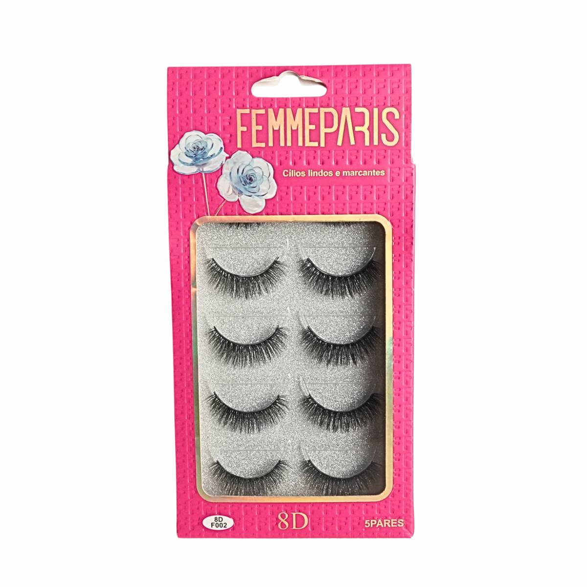 Cílios Postiços Femme Paris 8D - (12 Caixas com 5 Pares Cada) FM1024