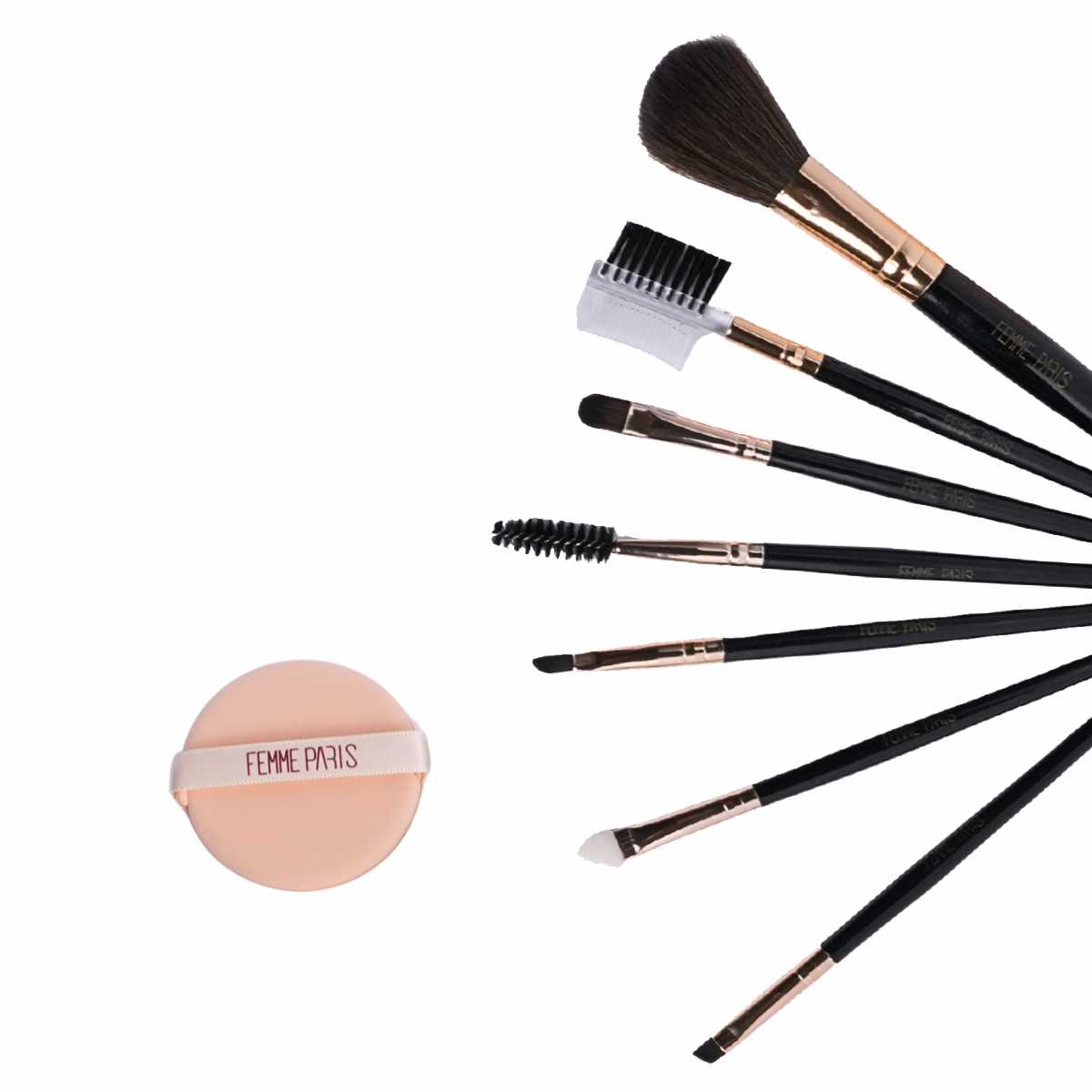 Kit de Pincéis para Maquiagem Femme Paris – Pacote com 12 Unidades - FM2001