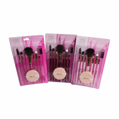 Kit de Pincéis para Maquiagem Femme Paris – Pacote com 12 Unidades - FM2001