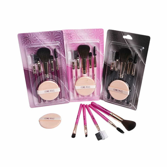 Kit de Pincéis para Maquiagem Femme Paris - Pacote com 12 Unidades - FM2007