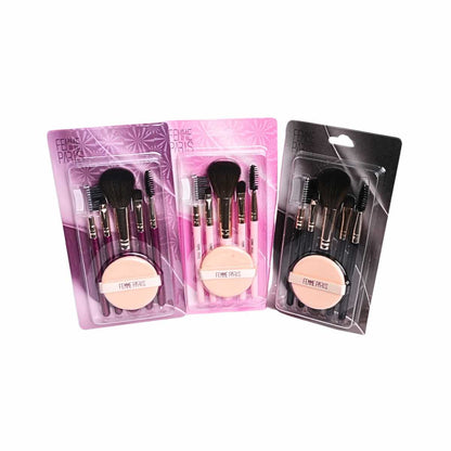 Kit de Pincéis para Maquiagem Femme Paris - Pacote com 12 Unidades - FM2007