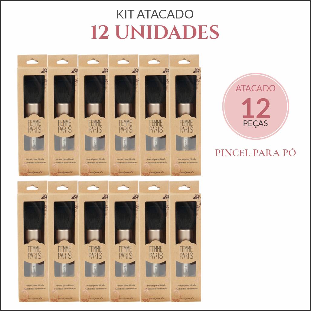 ATACADO: Pincel para Pó Femme Paris – Pacote com 12 Unidades – FM2021