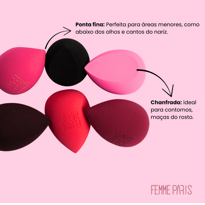 Esponja para Maquiagem Gota Chanfrada Femme Paris - Pacote com 12pçs – Revenda FM3017