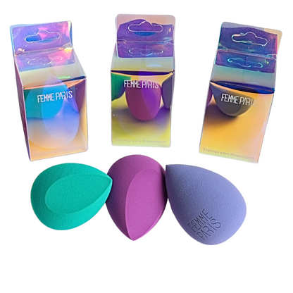 Esponja para Maquiagem Gota Chanfrada Femme Paris - Kit com 12 Unidades - FM3020