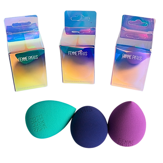 Pacote 12 pçs Esponja Maquiagem Gota Femme Paris | Ultra Macia Aumenta na Água - FM3021